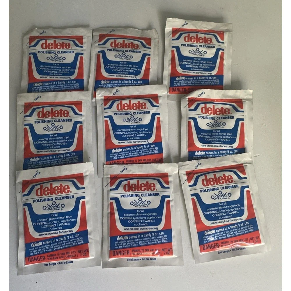 Vintage 70's Delete Polishing Cleanser In Packets For  Corning Ware -lot Of  9